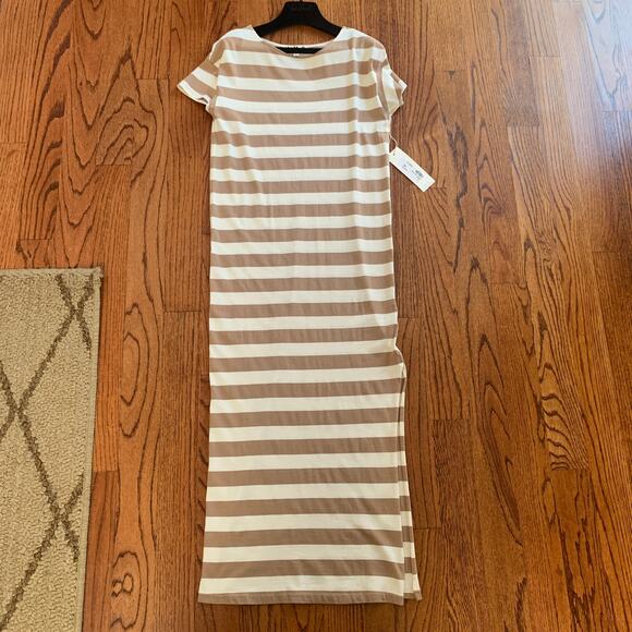 NWT Amo Dune Stripe T-Shirt Dress MSRP $168 | Tan/Cream | Size XS - Picture 3 of 12